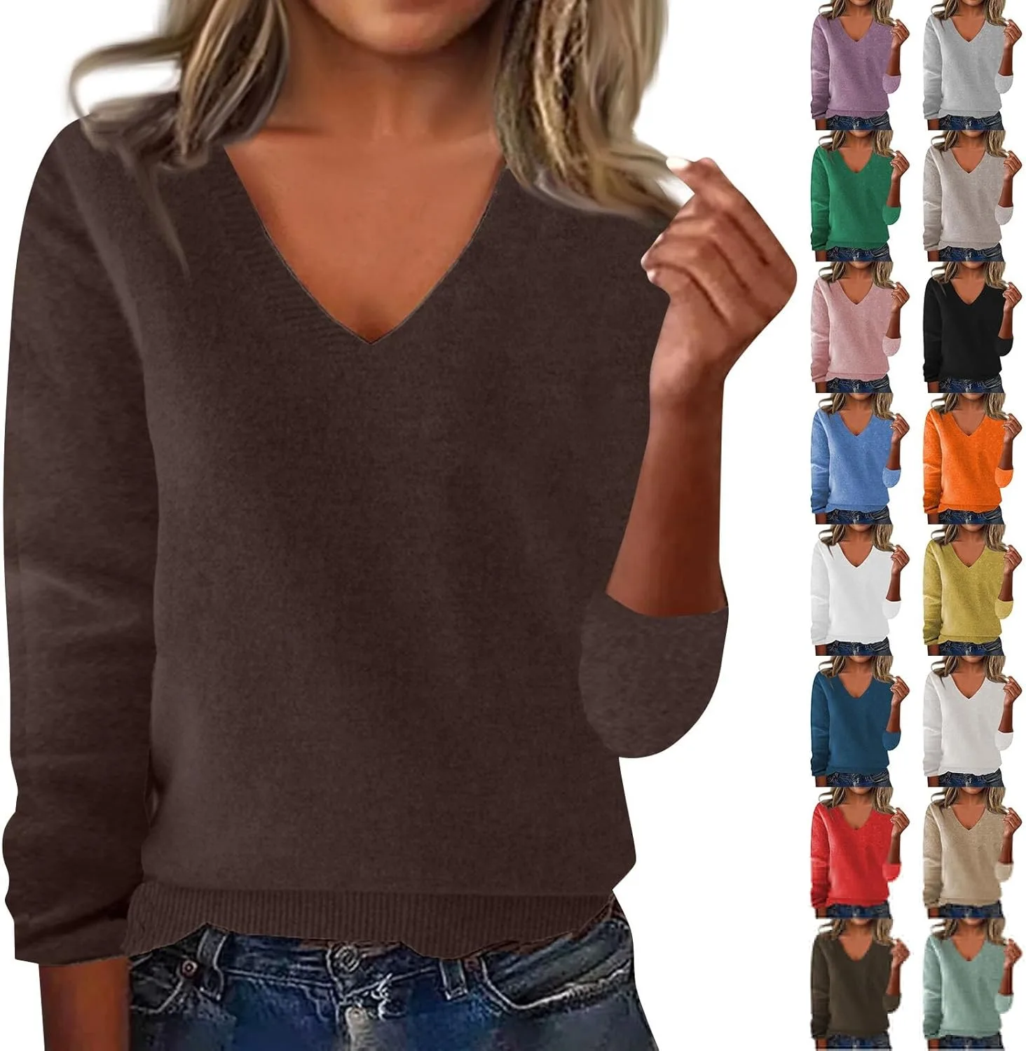 

Женский свитер из кашемира V-образным вырезом, длинным рукавом, легкий