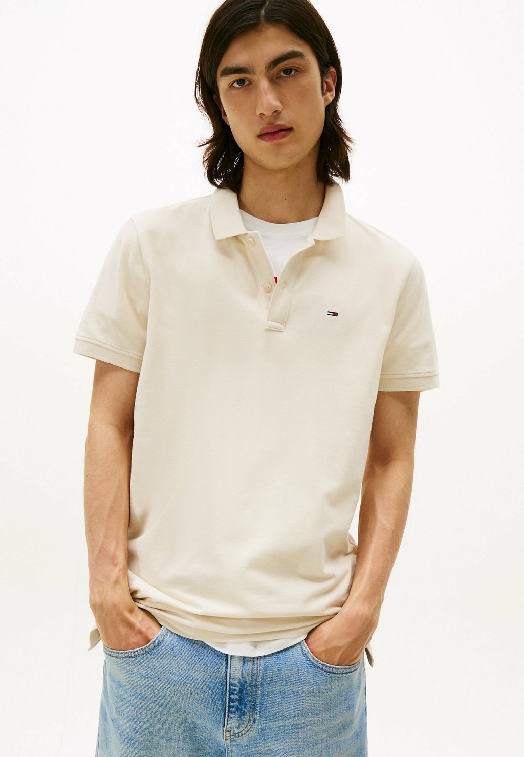 

Поло PLACKET Tommy Jeans, бежевый
