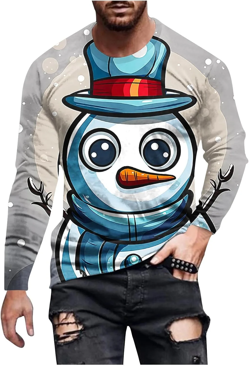 

Мужская футболка с длинным рукавом и новогодним принтом Ozmmyan