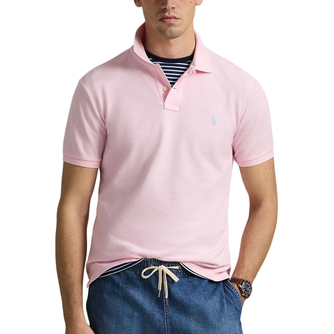 Поло с вышитым логотипом, прямой низ Polo Ralph Lauren, Pink — фото 3