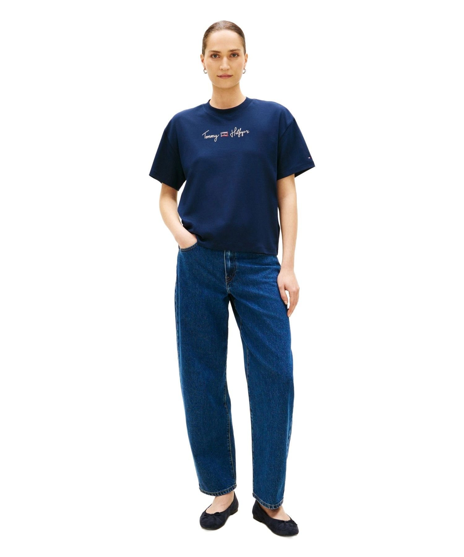 Футболка с графическим принтом для болельщиков, модель 26SS TOMMY HILFIGER, Navy C1G