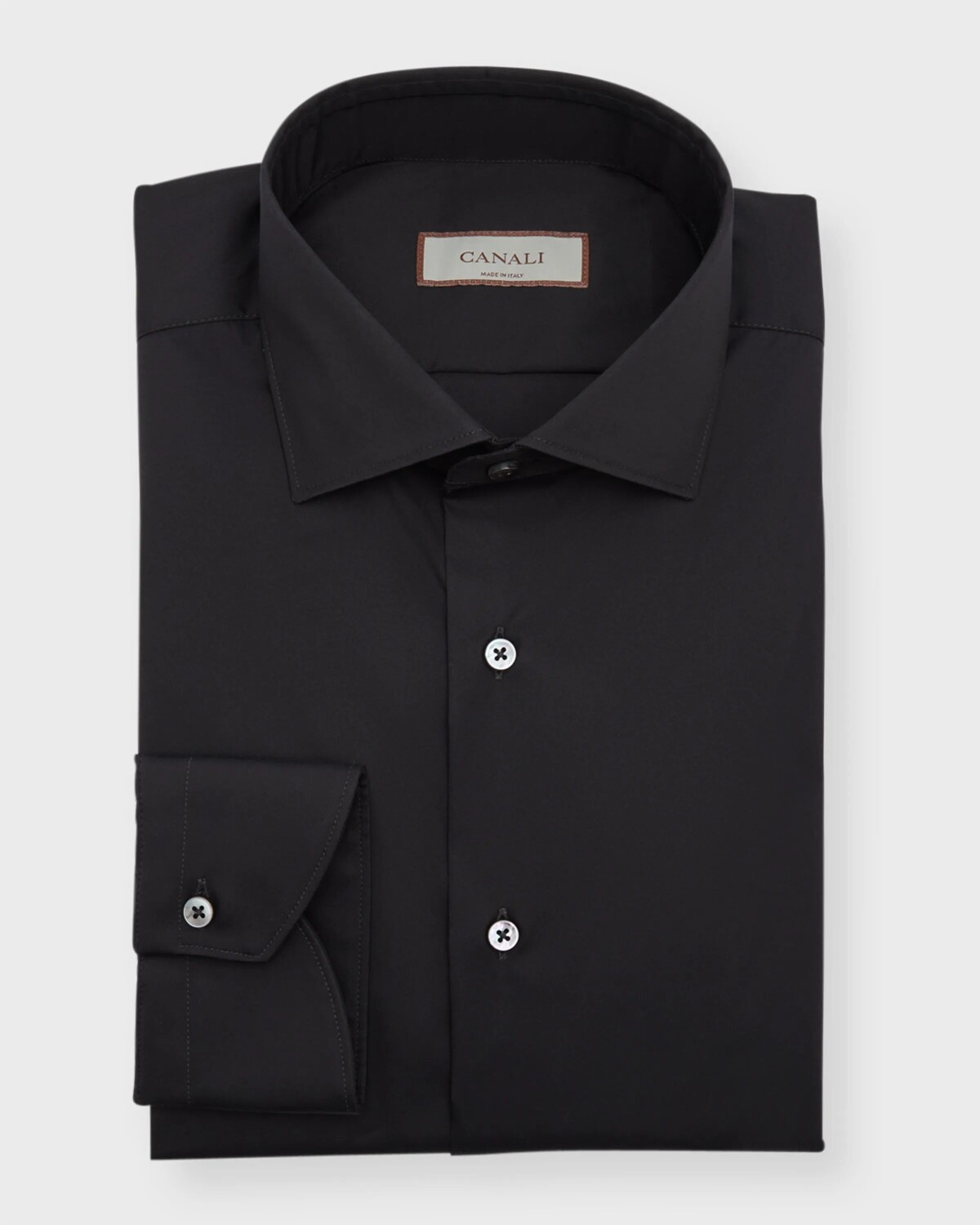 

Мужская классическая рубашка из хлопкового поплина Canali, цвет Black
