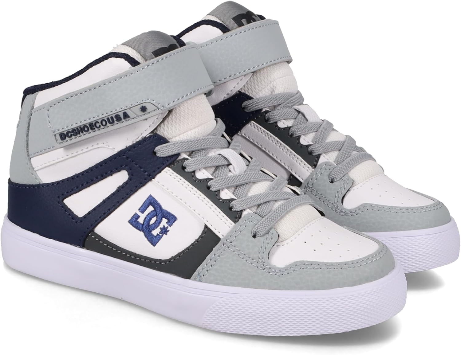 

Детские кроссовки DC Shoes Unisex-Child Pure Hi Top Ev, белый/синий/серый