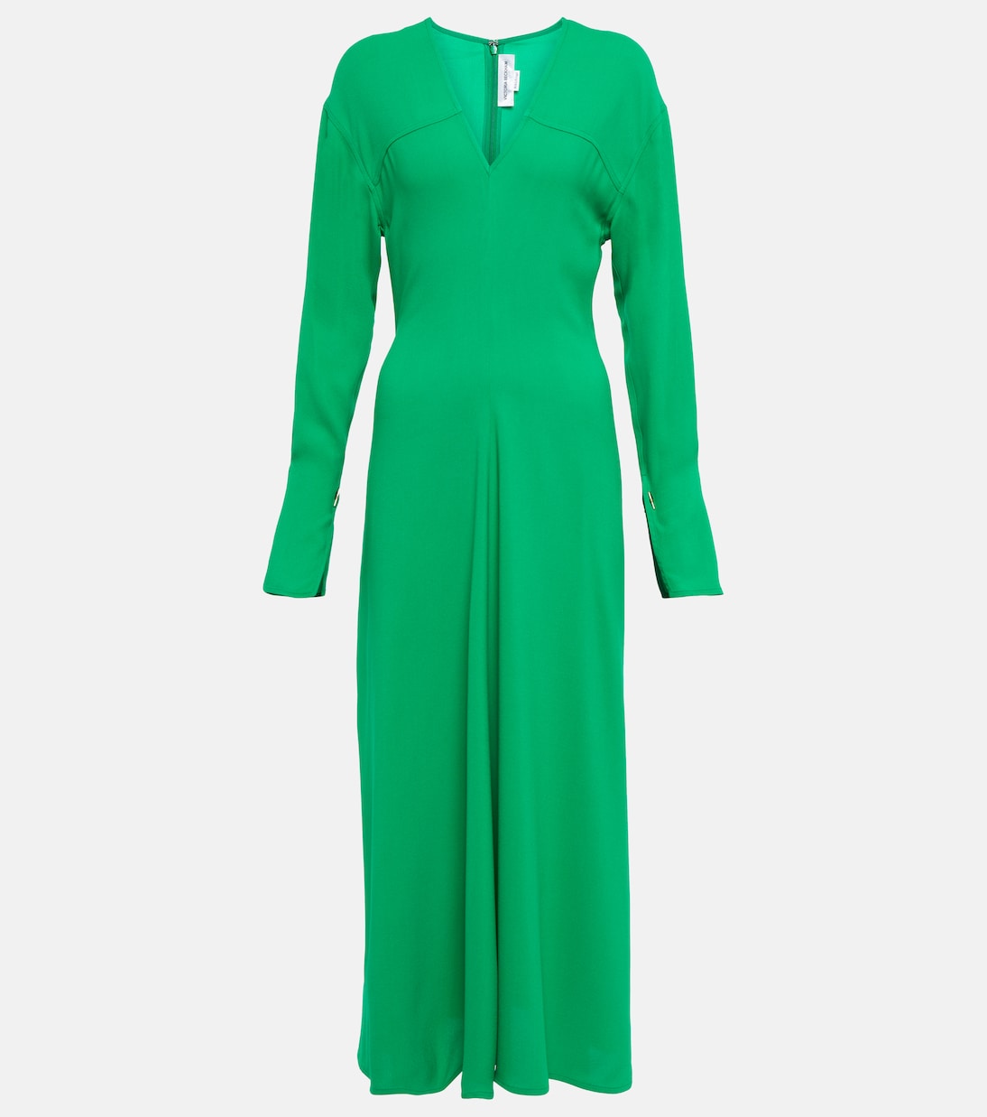 

Платье миди из крепа с V-образным вырезом Victoria Beckham, Bright Green