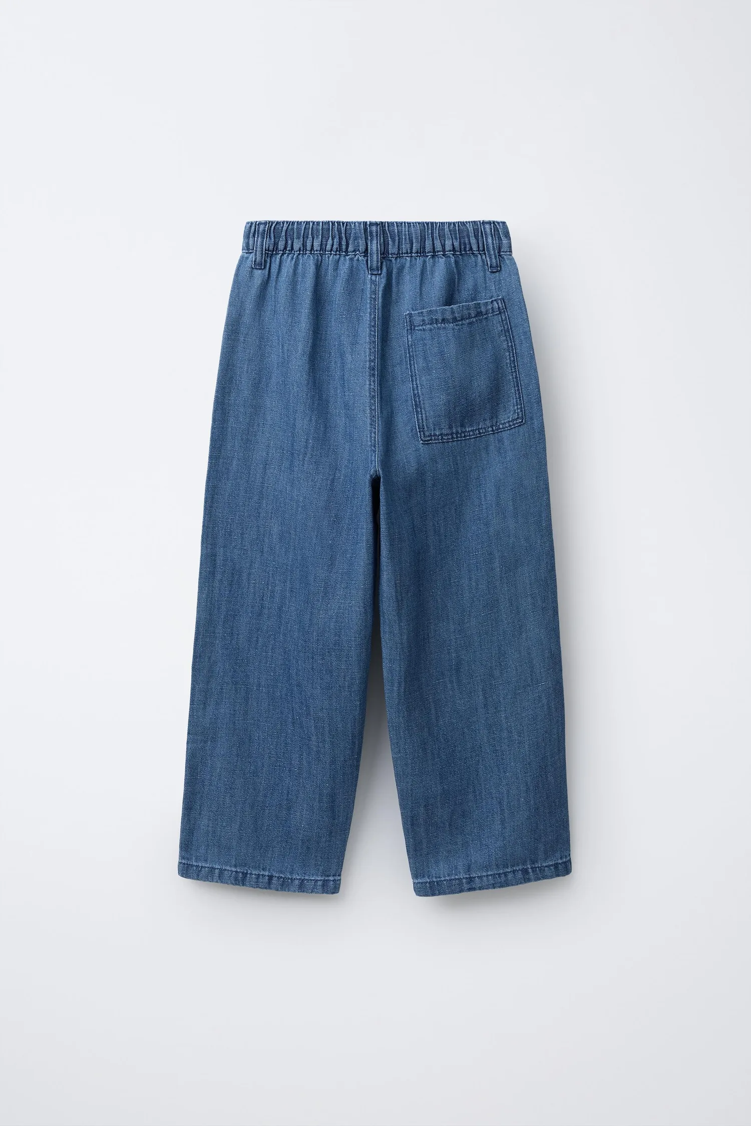 Джинсы из хлопка и льна с широкими штанинами Zara, синий — фото 2