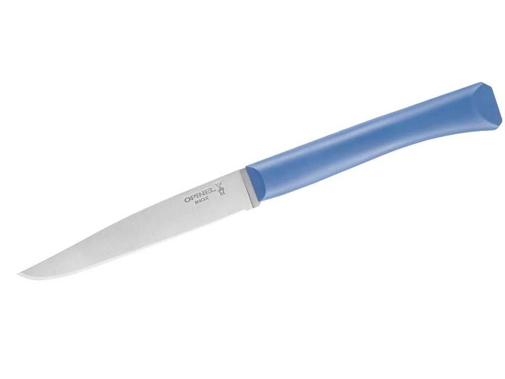

Нож столовый Opinel Bon Appetit+, сталь Sandvik 12C27, нержавеющая сталь, микрозубцы, ручка из синего полимера