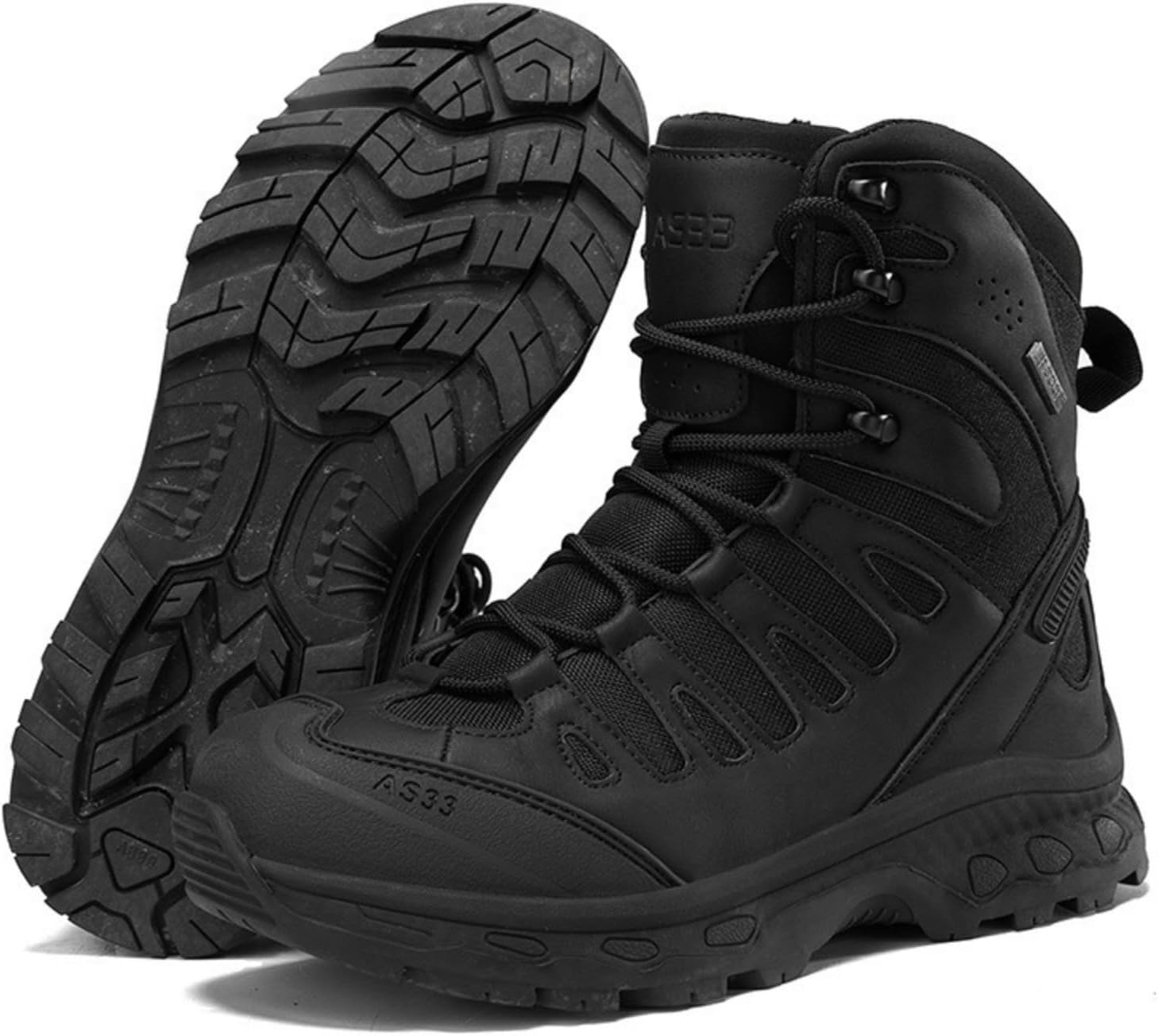 

Мужские тактические военные ботинки с верхом из кожи и сетки, шнуровкой, легкие, прочные, с усилленным задником, немаркой подошвой с отличным сцеплением для походов, восхождений, боевых и активного отдыха на улице Qklmwes, черный