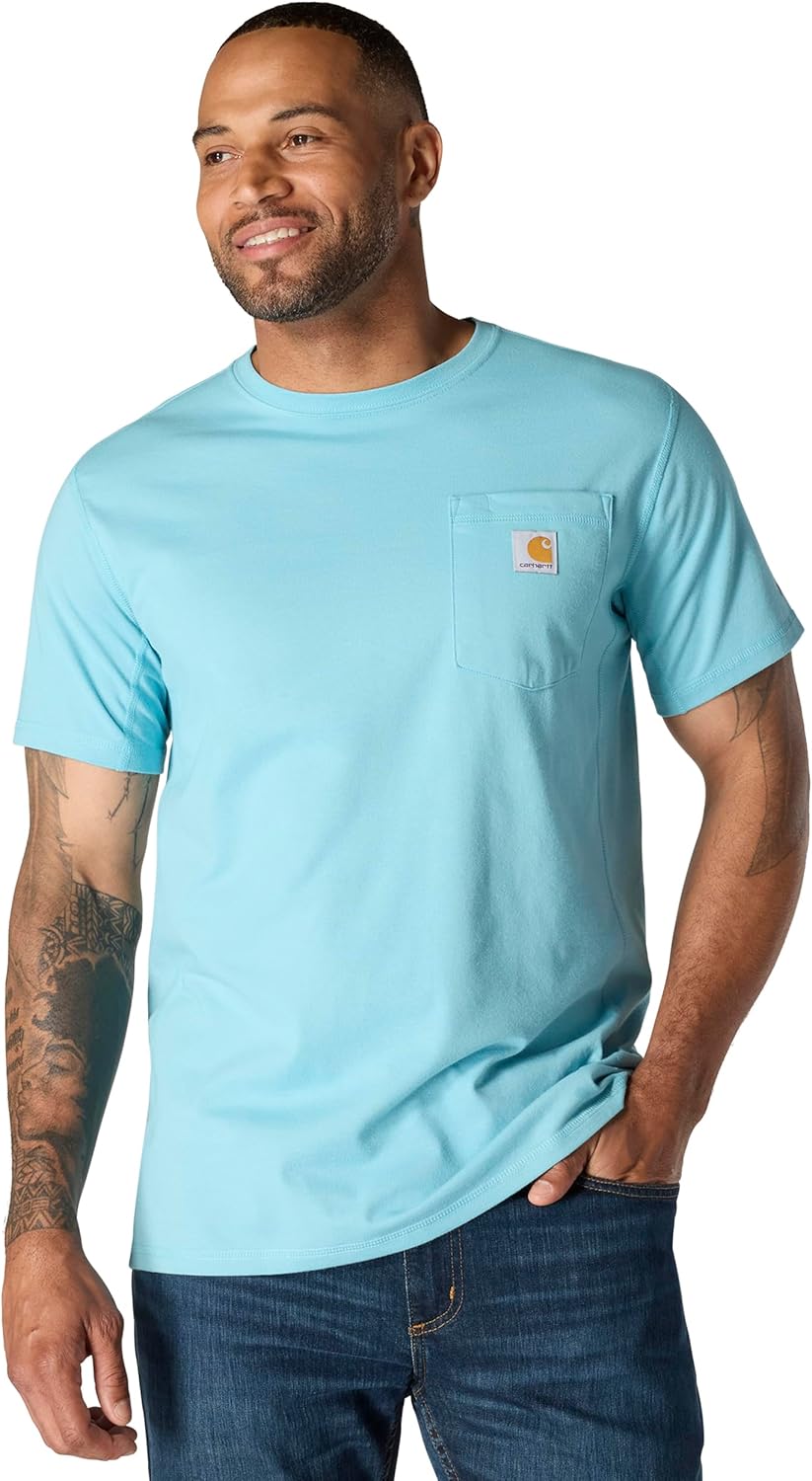 

Carhartt мужская футболка с карманом Force Relaxed Fit Midweight с коротким рукавом, Dusted Aqua