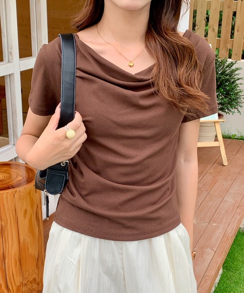 

Футболка с коротким рукавом, ниспадающая Everycoco, коричневый