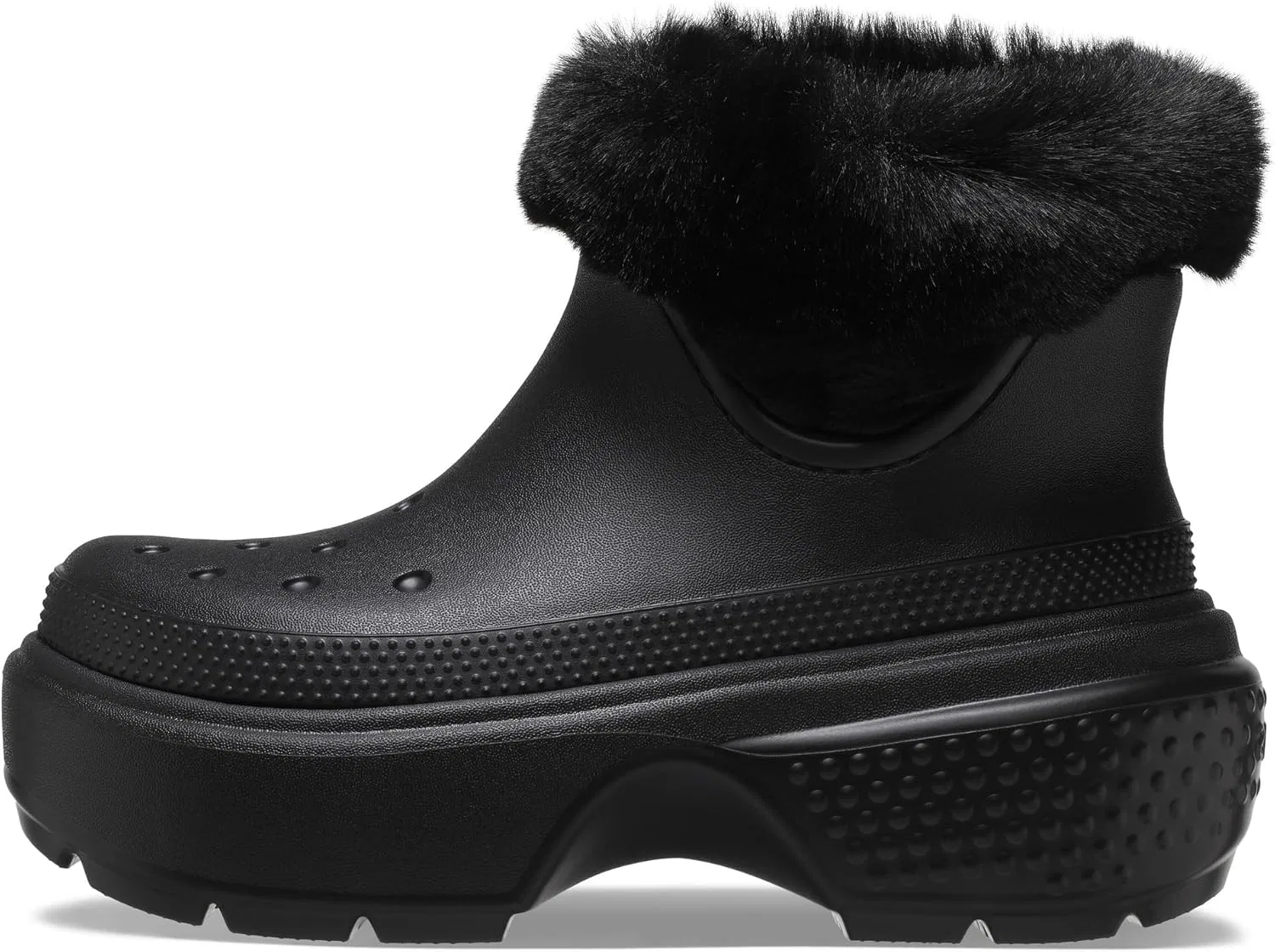 Взрослые зимние ботинки унисекс Crocs Stomp на платформе, черный — фото 4