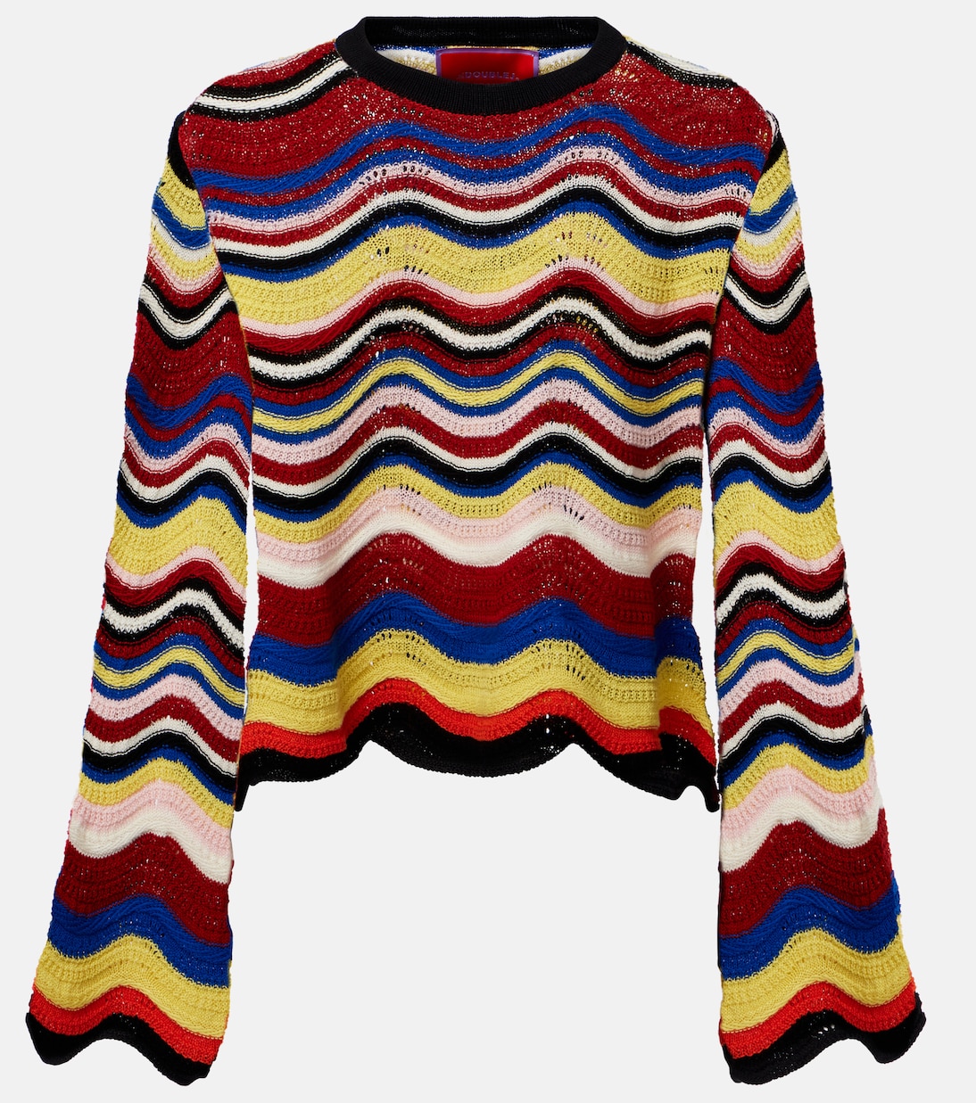 

Вязаный топ с шевроном из хлопка La DoubleJ, Multicolor Yellow/Lilac/Blue