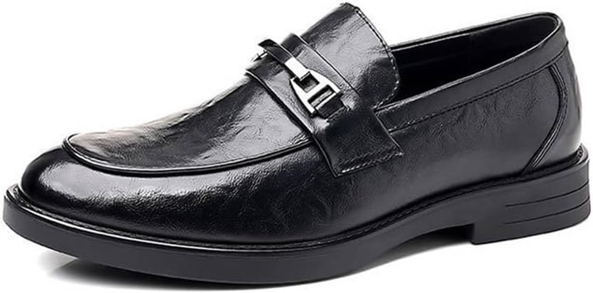 

Мужские кожаные пенни-лоферы для бизнеса и официальных мероприятий с круглым носком, удобным массивным каблуком, платформой, подходят для свадьбы и работы Xinduoyu, черный