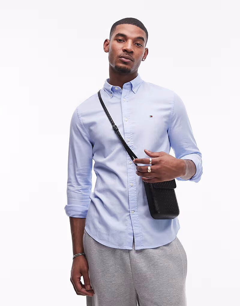 

Рубашка Tommy Hilfiger Flex Dobby Slim Fit синего цвета