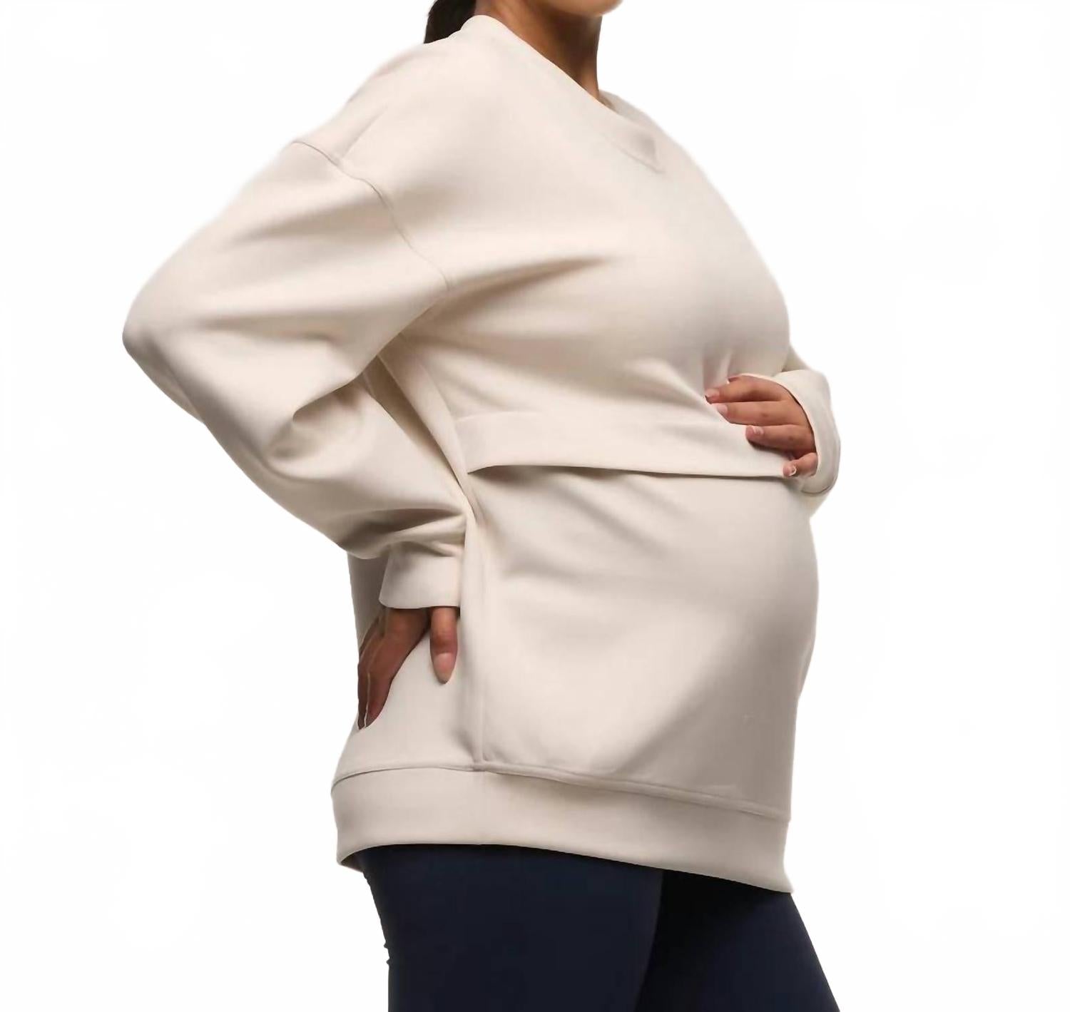 

Оверсайз худи с молнией и кормлением в цвете кости Soon Maternity, Bone