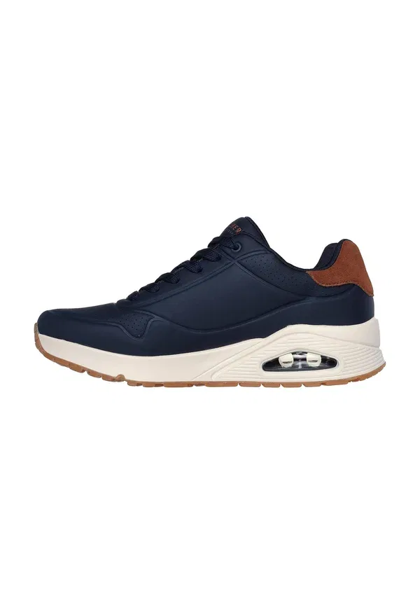 Кроссовки Skechers Uno, цвет темно-синий дурабак / каштановая замша / сетчатая отделка