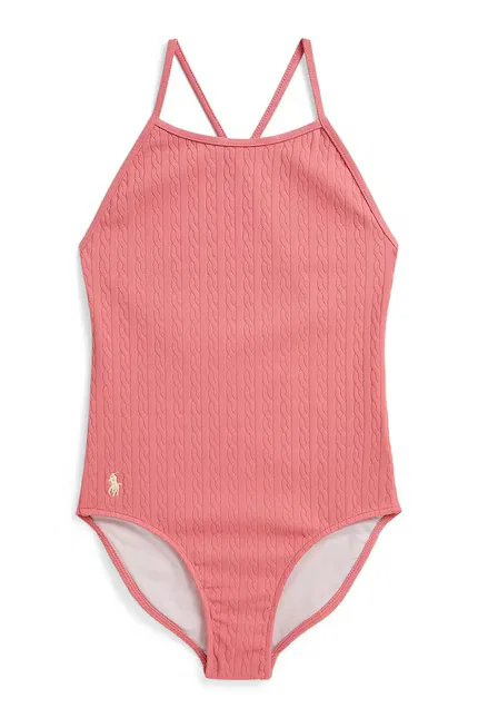 Купальник детский с узором Mini-Cable Jacquard Polo Ralph Lauren, розовый