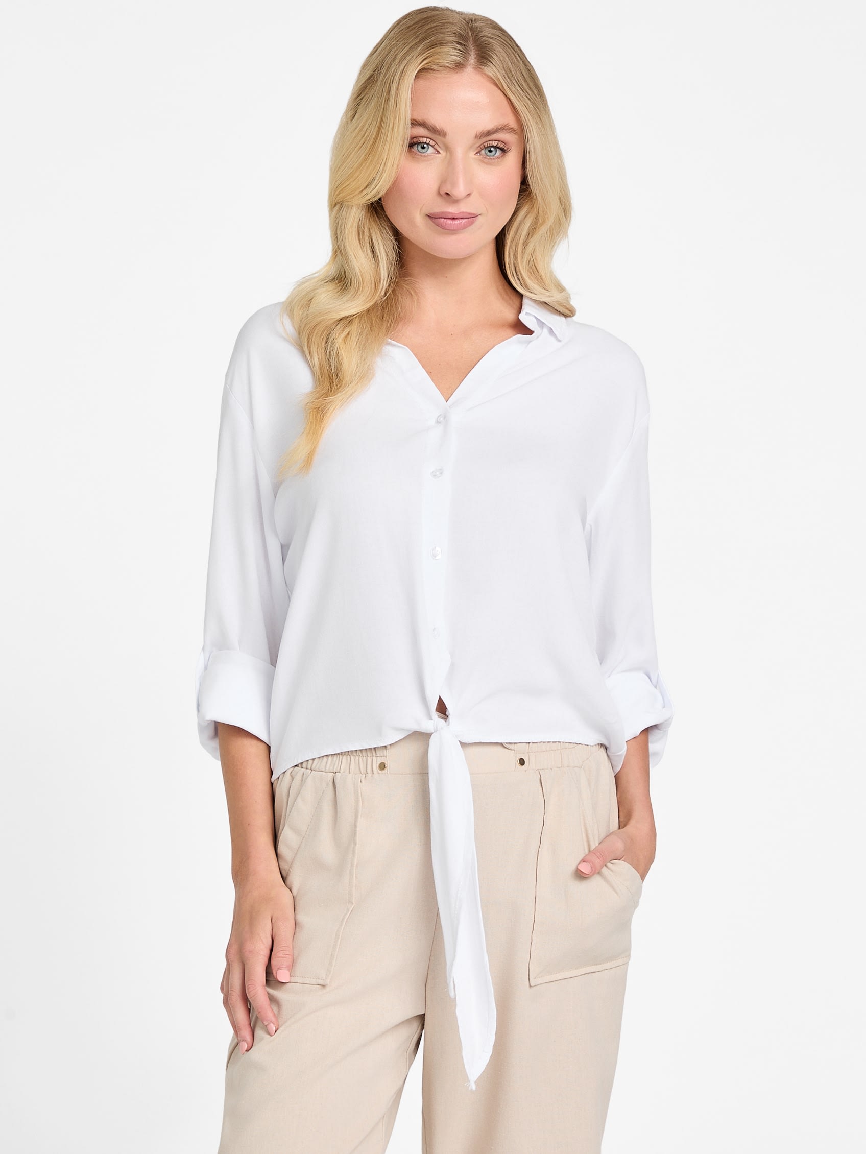 

Джексон рубашка с галстуком в рубчик Guess Factory, белый