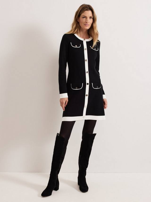 

Трикотажное платье контрастного цвета jenny Phase Eight, цвет Black/Ivory