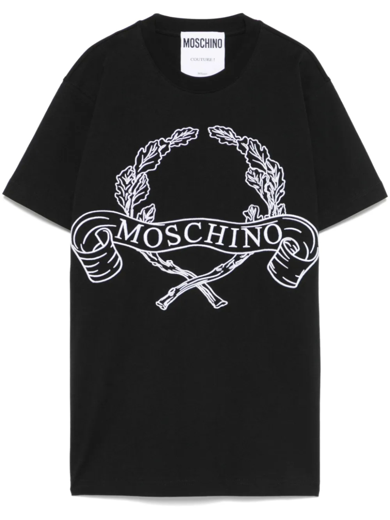 

Moschino футболка с вышитым логотипом, черный