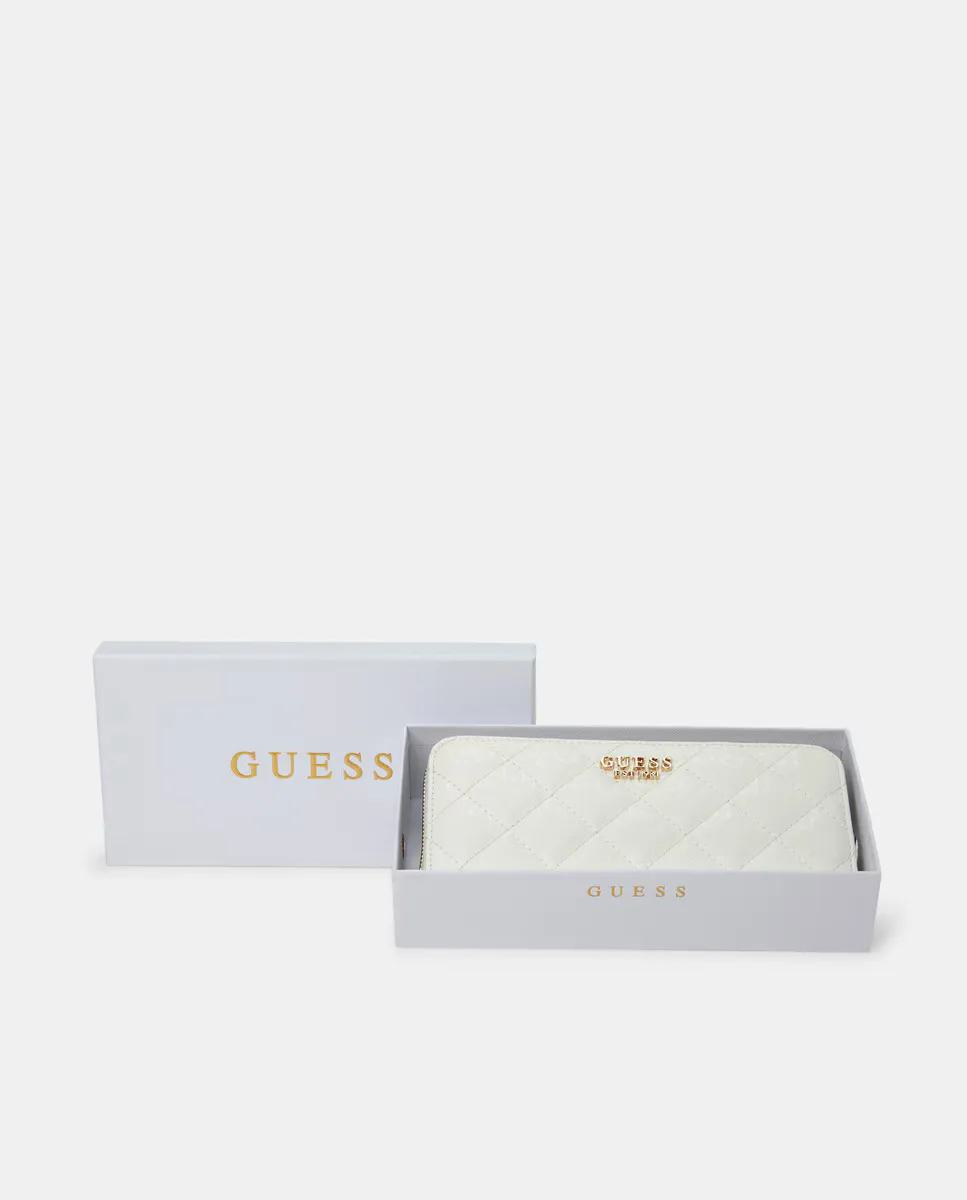 

Большой горизонтальный женский кошелек на молнии Guess, белый