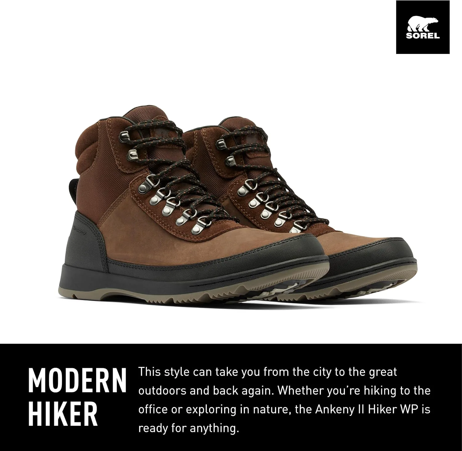 Мужские водонепроницаемые ботинки Sorel Ankeny II Hiker, черный — фото 4
