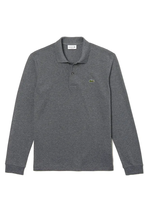 Рубашка поло Lacoste L1313, мужская, длинный рукав, меланж, Gris Chine — фото 4