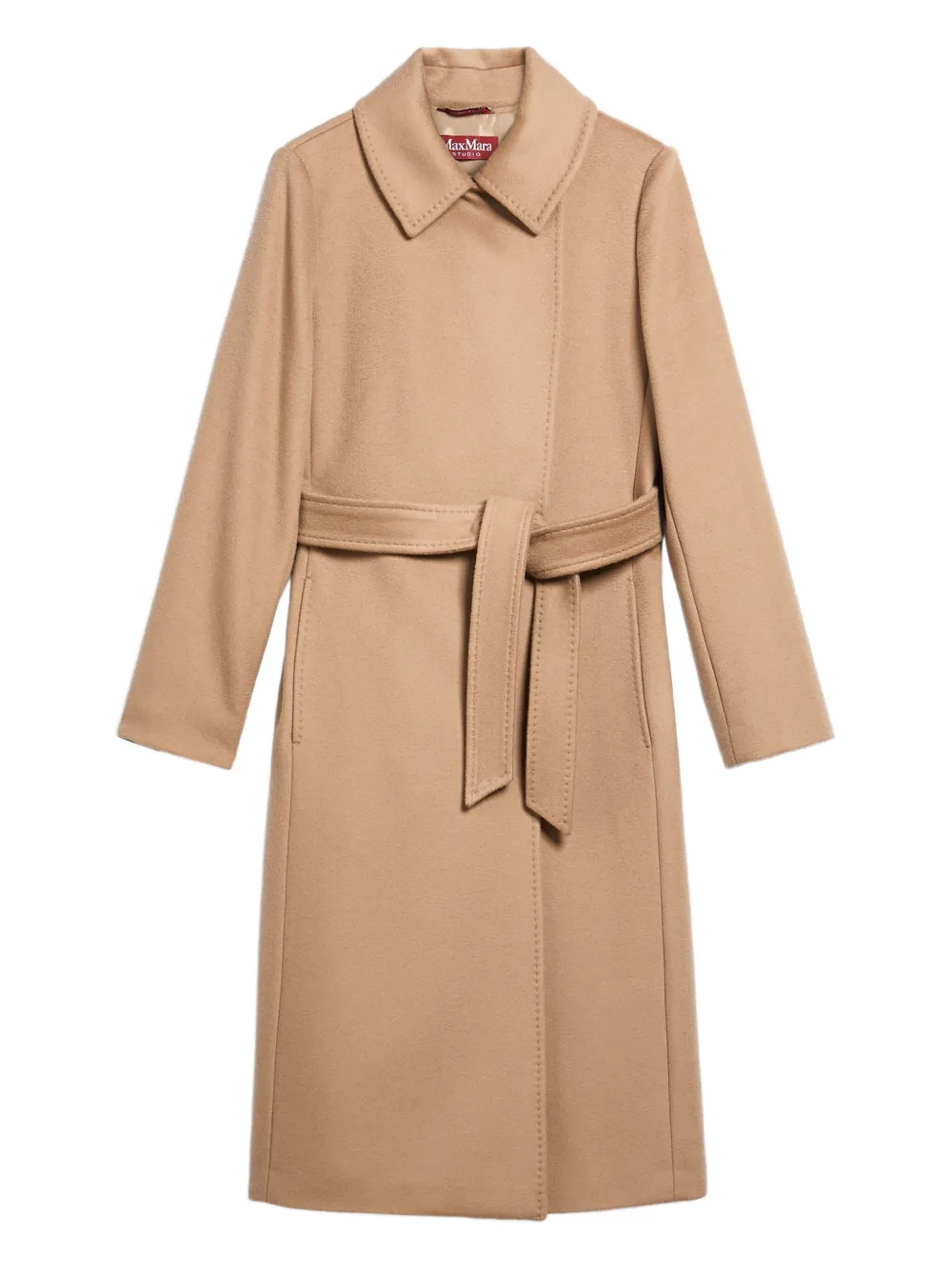 

Шерстяное пальто с поясом MAX MARA, коричневый