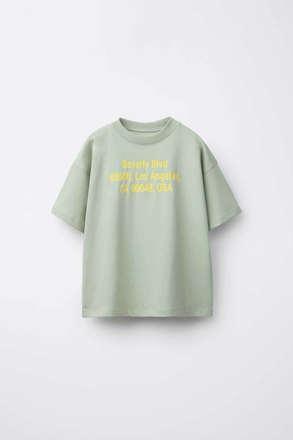 

Футболка с городским принтом ZARA, цвет Apple green