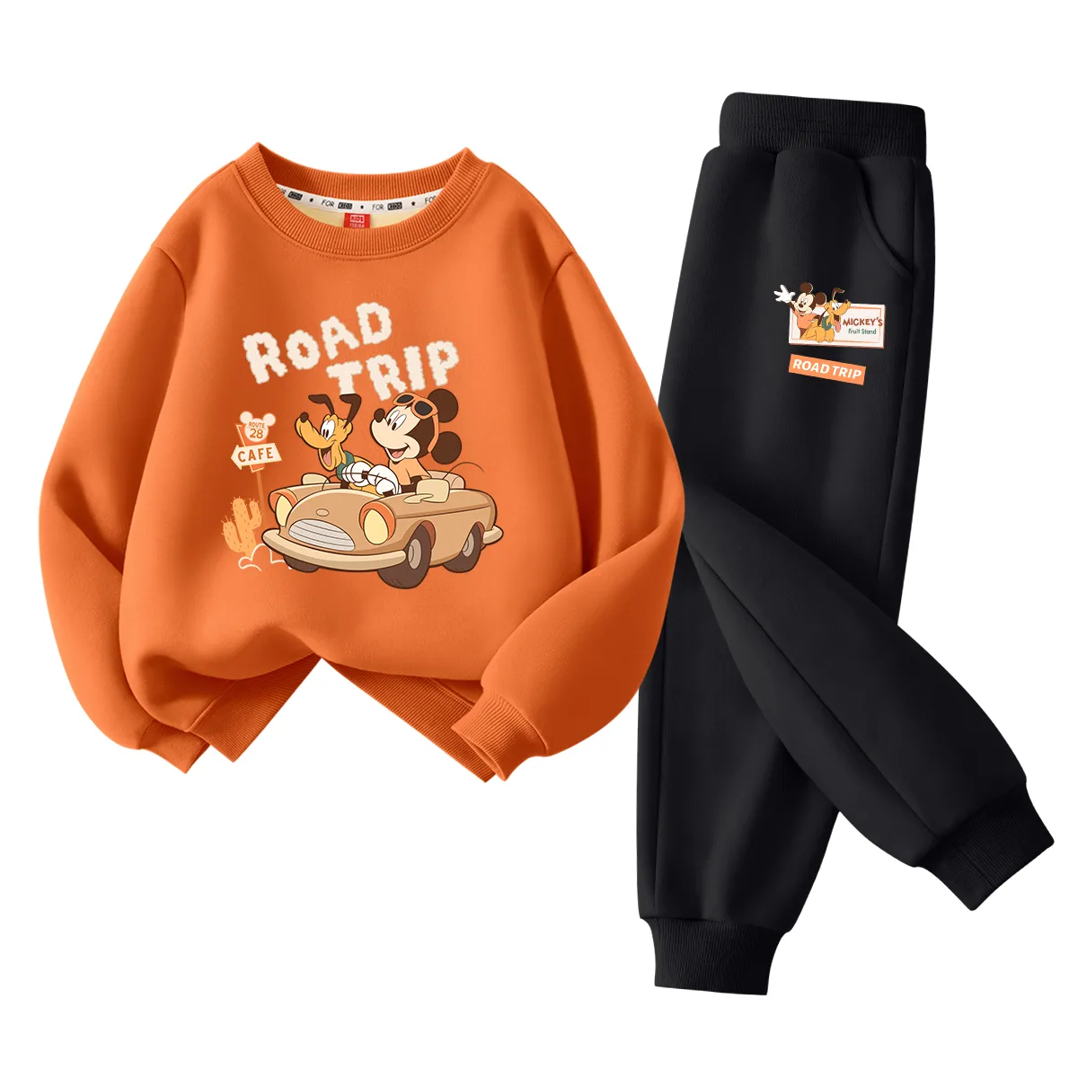 Детская повседневная спортивная толстовка Disney, [Thickened and Fleece-Lined]Di Happy Burnt Orange+Di Happy Standard K Black