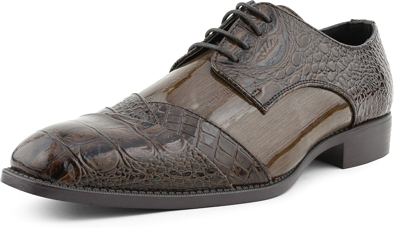 

Болано Бандит, мужские оксфорды с закрытым носком, мужская формальная обувь с тиснением под аллигатора, оксфорды с крокодиловой складкой Bolano, коричневый