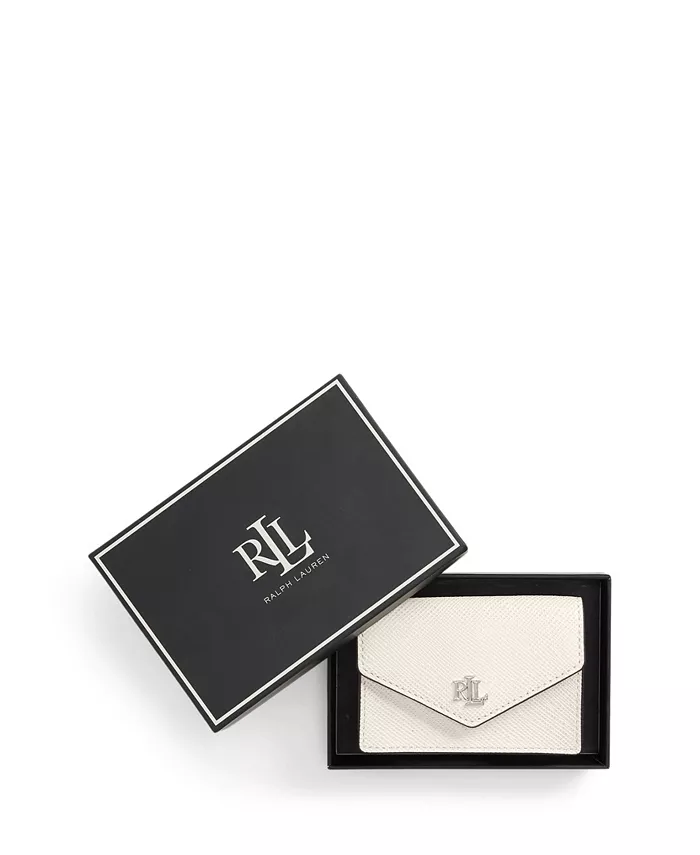 

Текстурированный кожаный картхолдер с клапаном Small Flap Lauren Ralph Lauren, белый