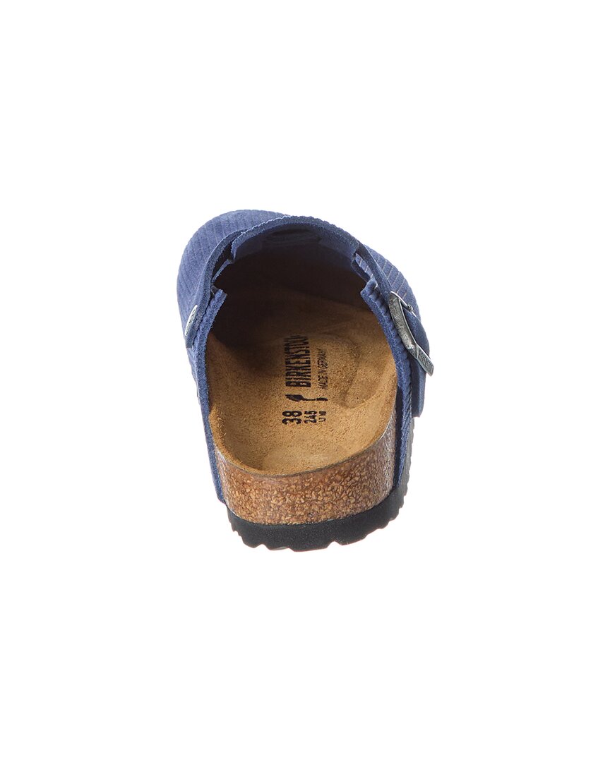 Узкие замшевые сабо Birkenstock Boston BS, синий — фото 3