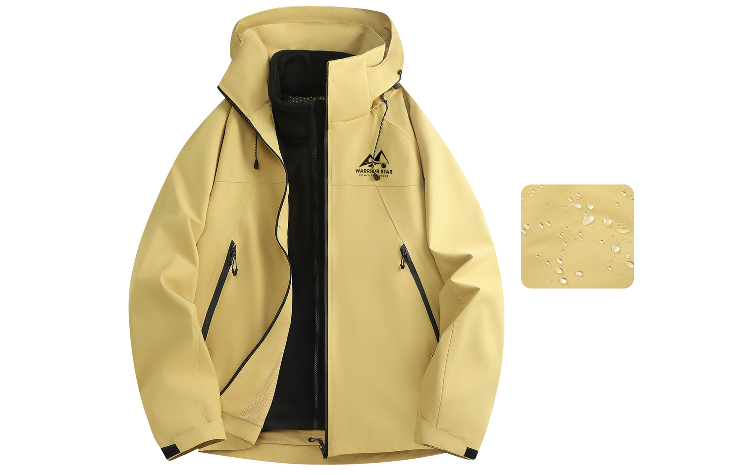 

WARRIOR Городская ветровка непромокаемая, Light Yellow (3-in-1, Polar Fleece Liner)
