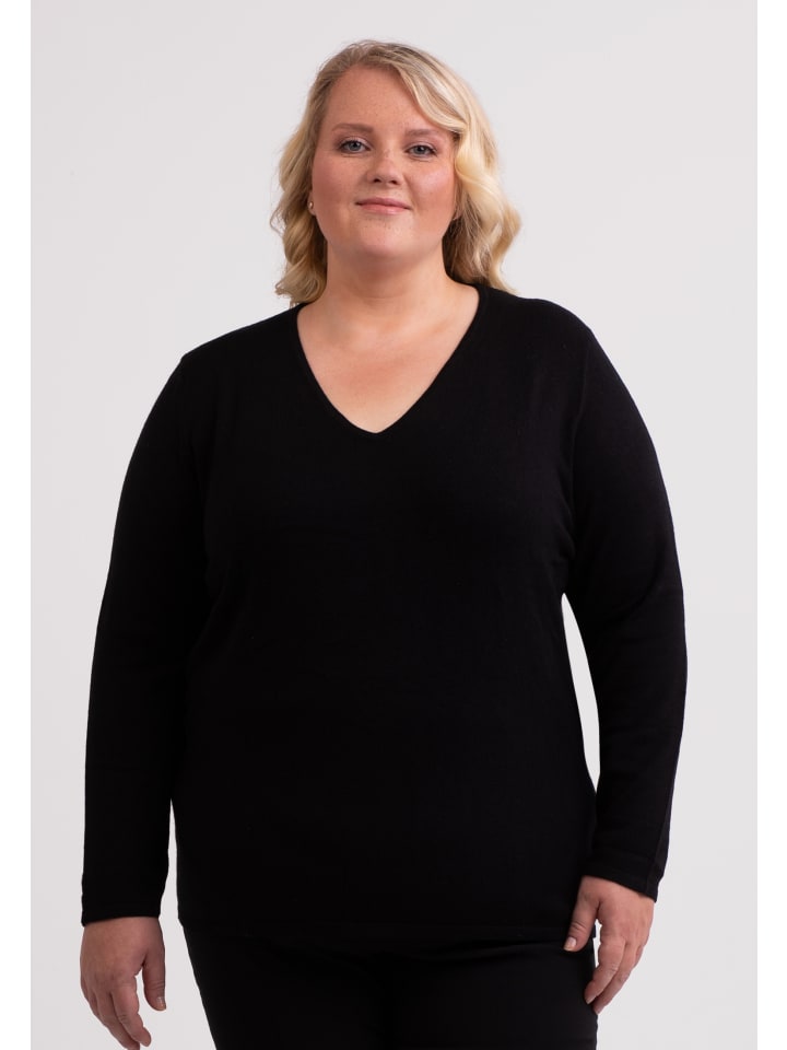 

Шелковый свитер с V-образным вырезом черного цвета CASH-MERE.CH