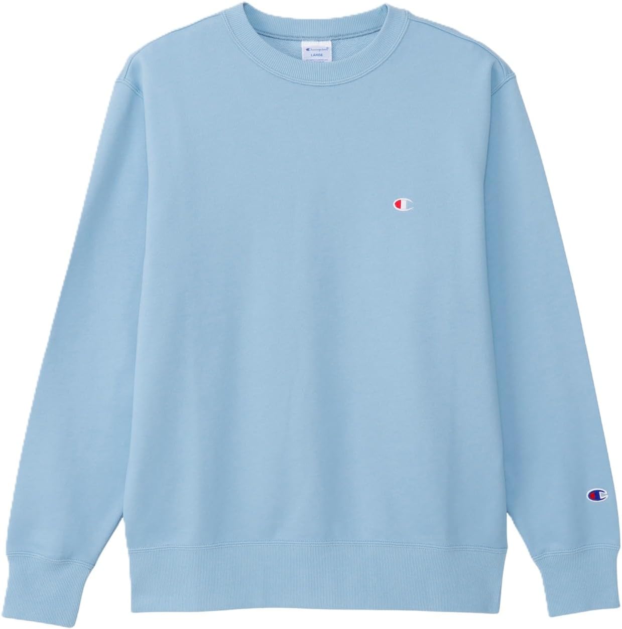 

Мужская флисовая толстовка Champion с длинными рукавами и круглым вырезом, с вышитым логотипом, базовый размер C3-W001Z, небесно-голубой