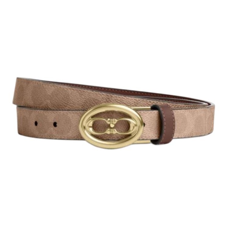 

COACH Кожаный женский ремень коричневый желтый шириной 2.5 см, Brown Yellow