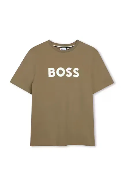 Футболка детская с принтом BOSS, зеленый