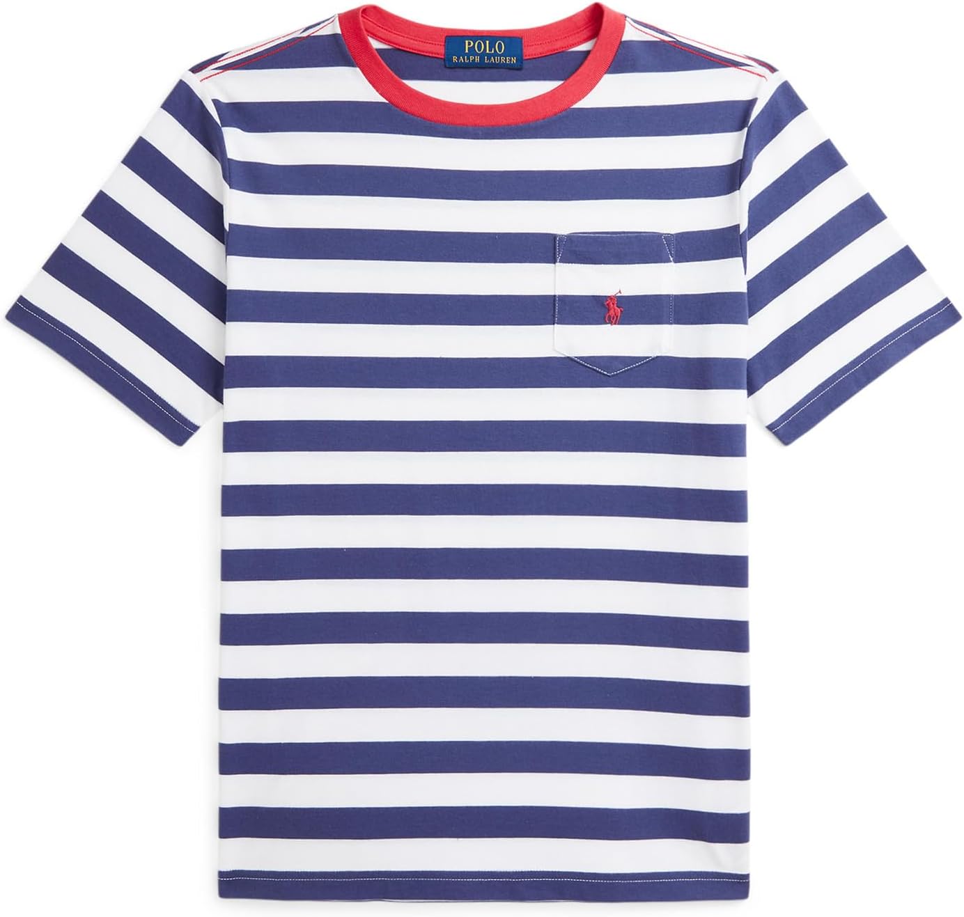 

Футболка с карманом из хлопкового джерси в полоску Polo Ralph Lauren Kids, Boathouse Navy/White
