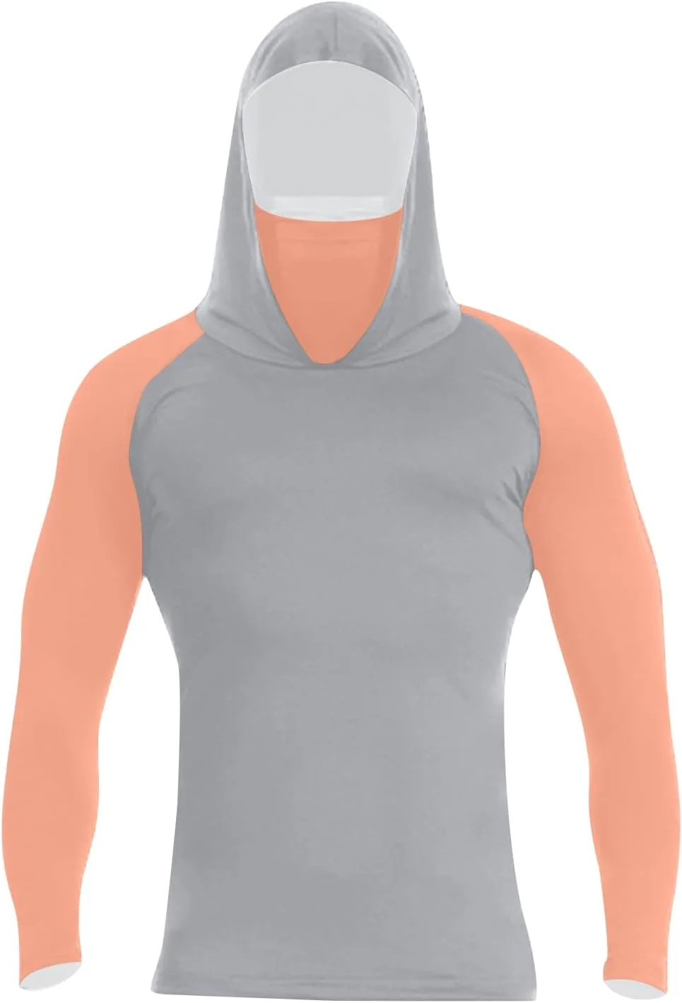 

Мужская рабочая футболка с длинным рукавом DuDubaby для тренировок и рыбалки, UPF 50+, сухая посадка, с капюшоном