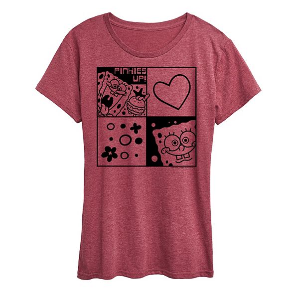 

Женская футболка с принтом Spongebob Squarepants в клетку Nickelodeon, Heather Dark Red