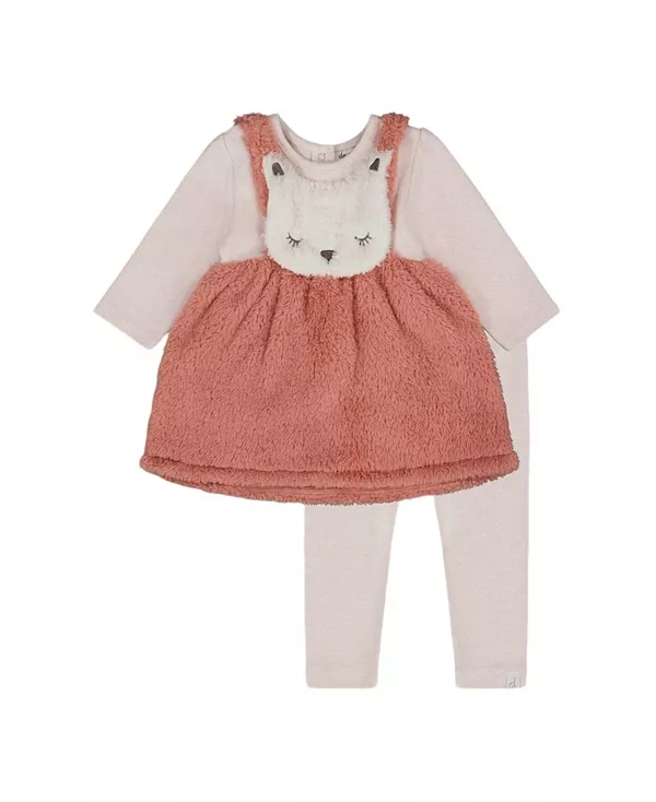 

Комплект из двух материалов для девочек: платье и леггинсы - для малышек Deux Par Deux, розовый