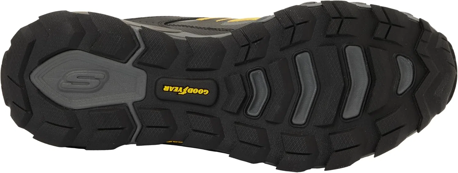Мужские кроссовки Skechers Max Protect Sherwood Ridge, Black Leather Synthetic Yellow Trim — фото 2