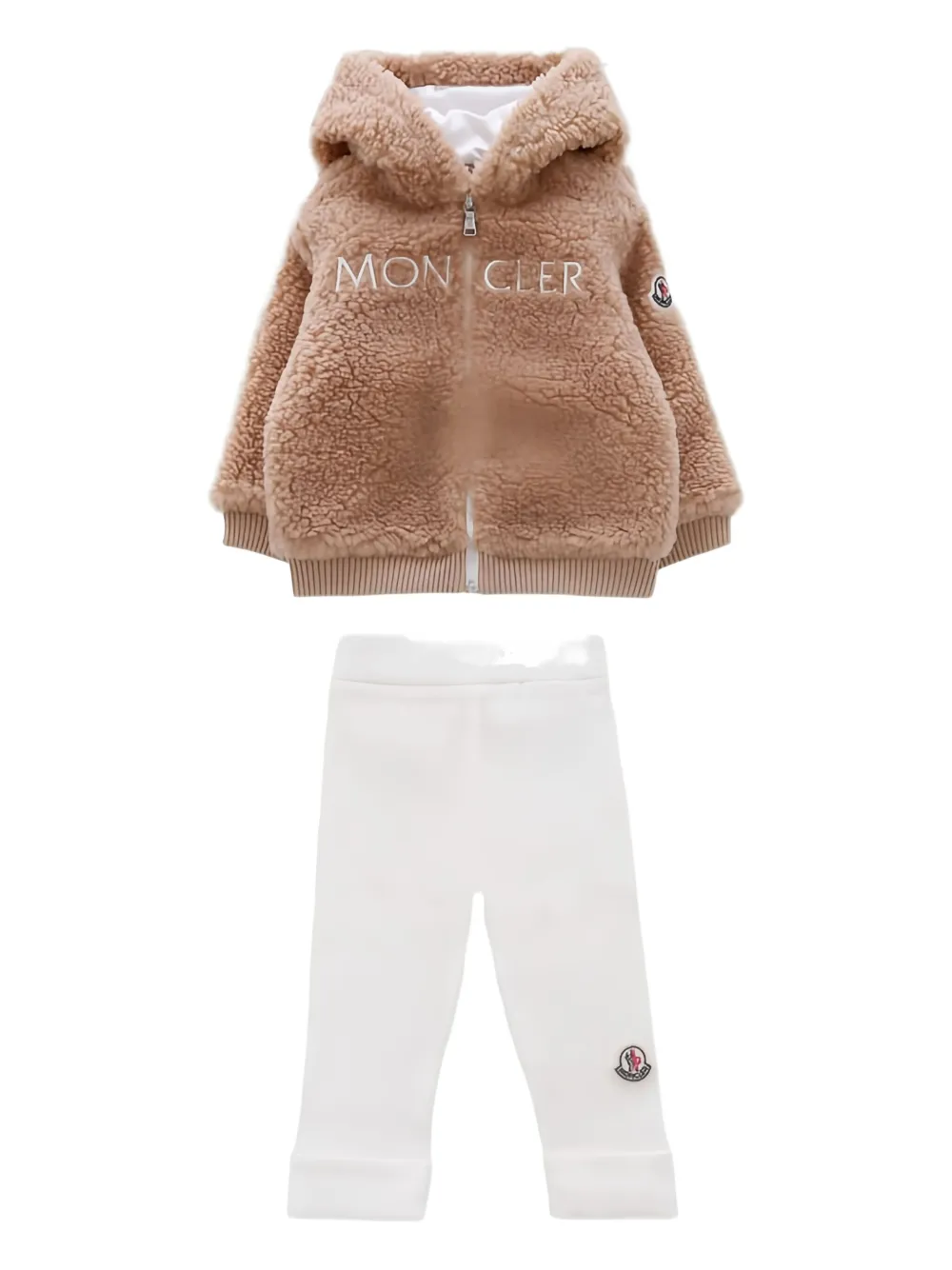 

Комплект из кофты и брюк с капюшоном и ушками плюшевого мишки Moncler Enfant, белый