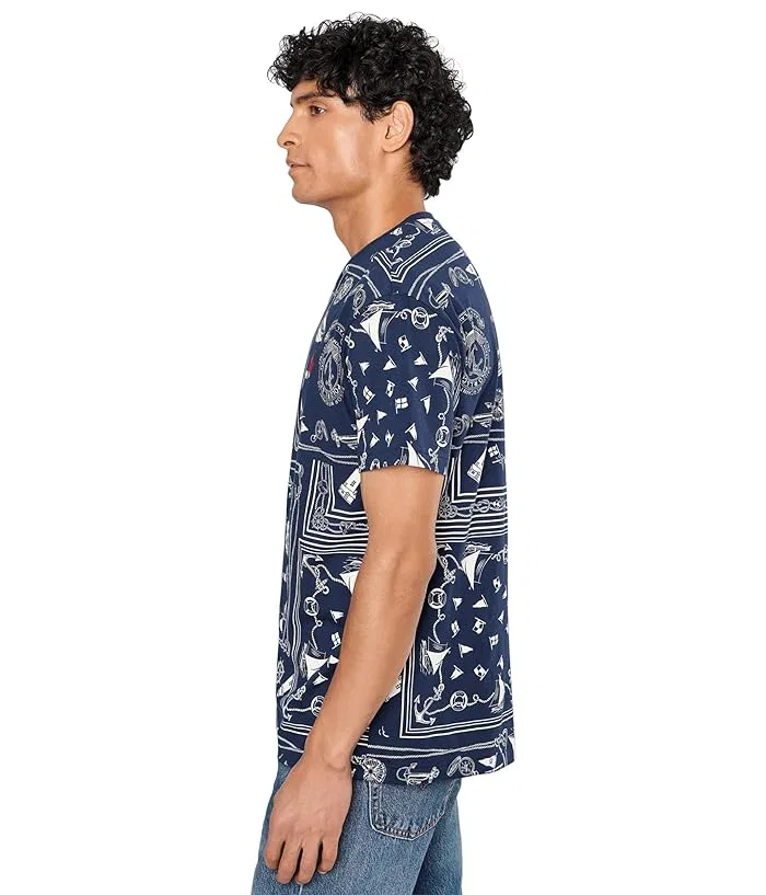 Футболка Classic Fit с принтом Polo Ralph Lauren, Nautical Bandana Patchwork/Newport Navy — фото 3