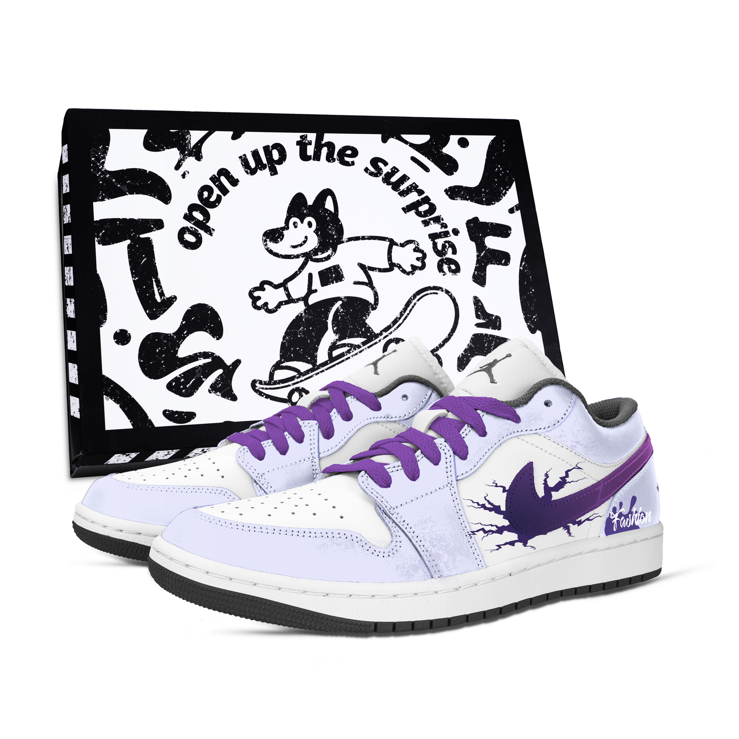 

Air 1 Time Rift Box устойчивые к истиранию низкие винтажные баскетбольные кроссовки unisex Jordan, фиолетовый