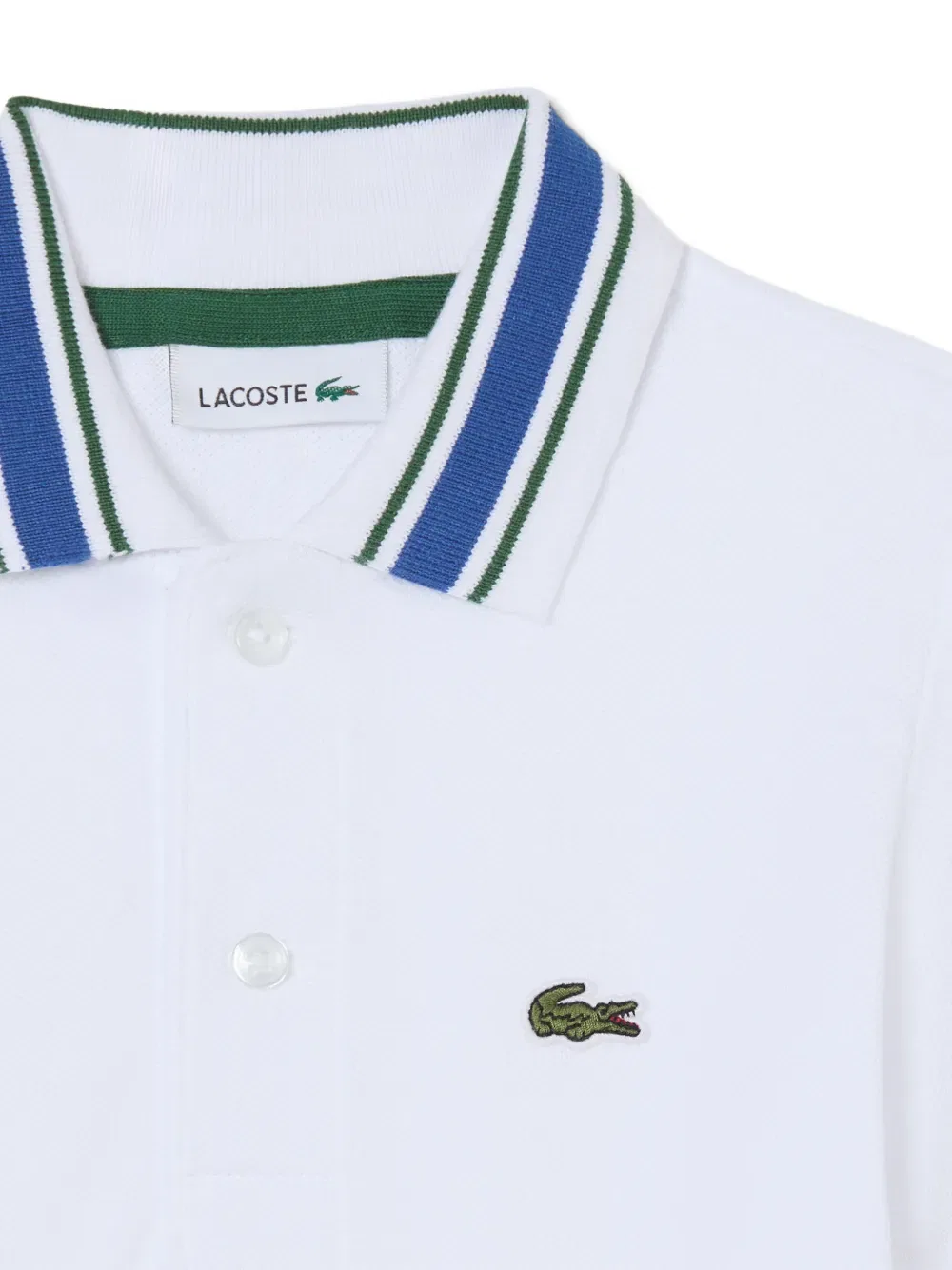 Рубашка-Поло из пике с полосатым воротником Lacoste Kids, белый — фото 3