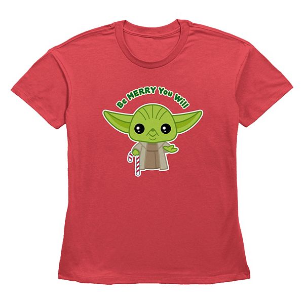 

Женская футболка с принтом Yoda Be Merry You Will Star Wars