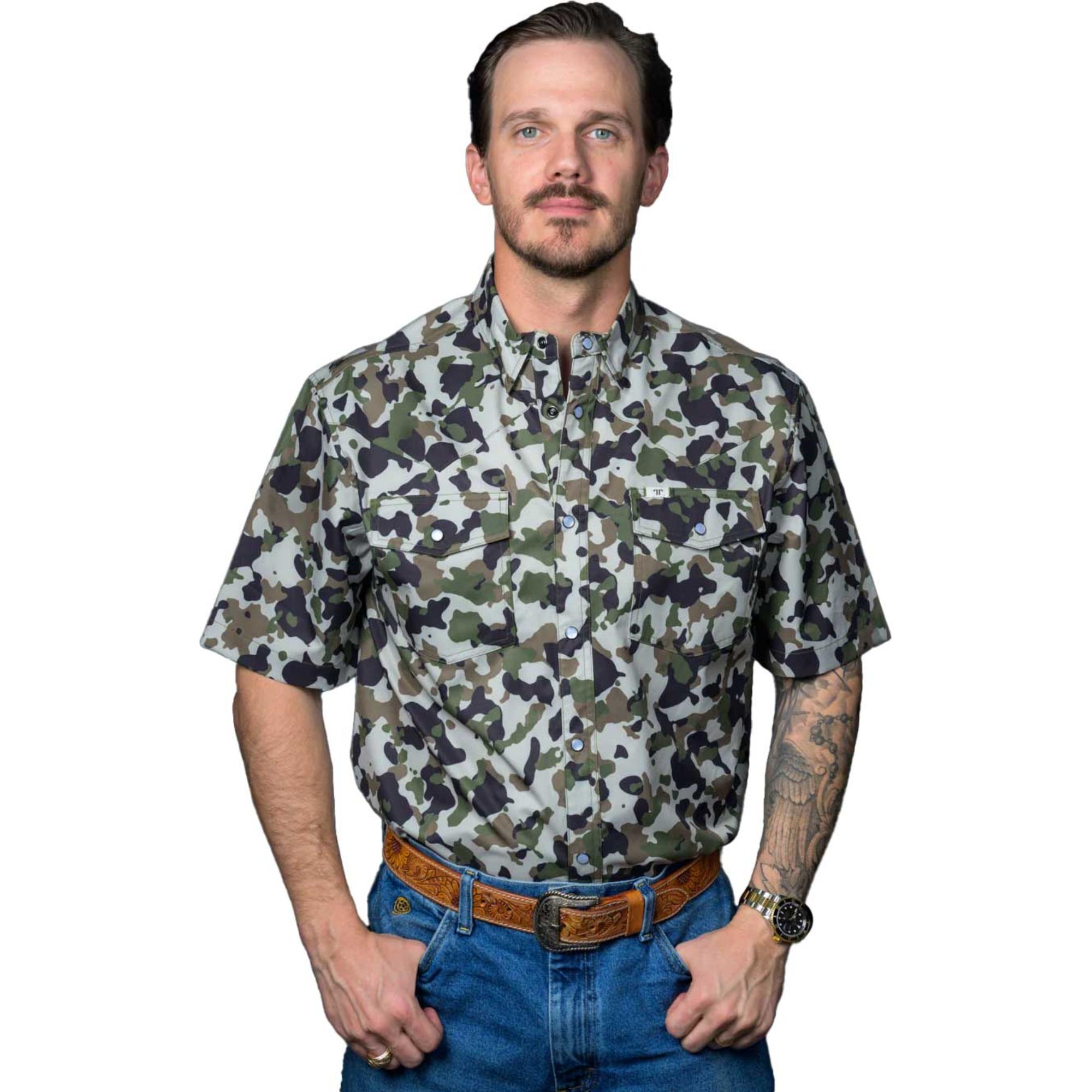 

Мужская рубашка с коротким рукавом и застежкой на кнопках, модель 2.0 Ferrell, Camo