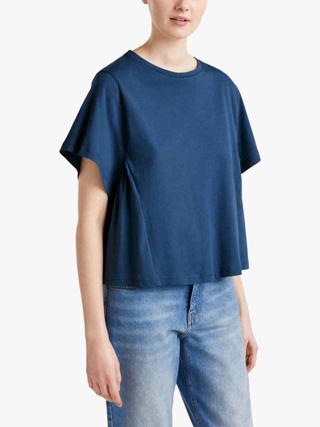 

Присборенная сбоку хлопчатобумажная футболка с круглым вырезом Benetton, цвет Air Force Blue