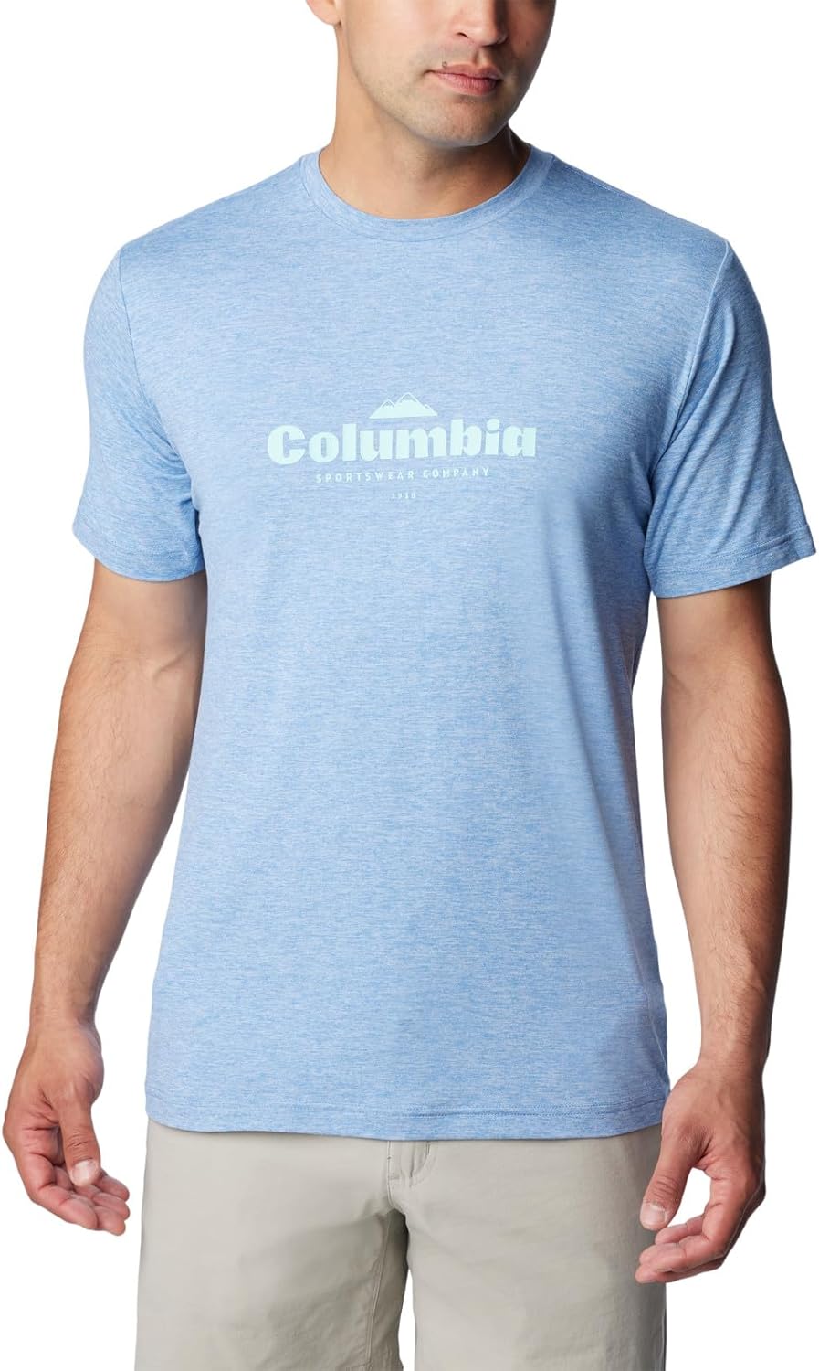 

Мужская футболка Columbia Kwick Hike с коротким рукавом и принтом, Skyler Heather/Elevated High